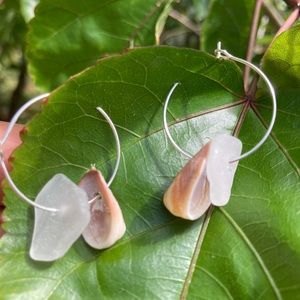 Authentic Hawaiian beach glass and shell earrings